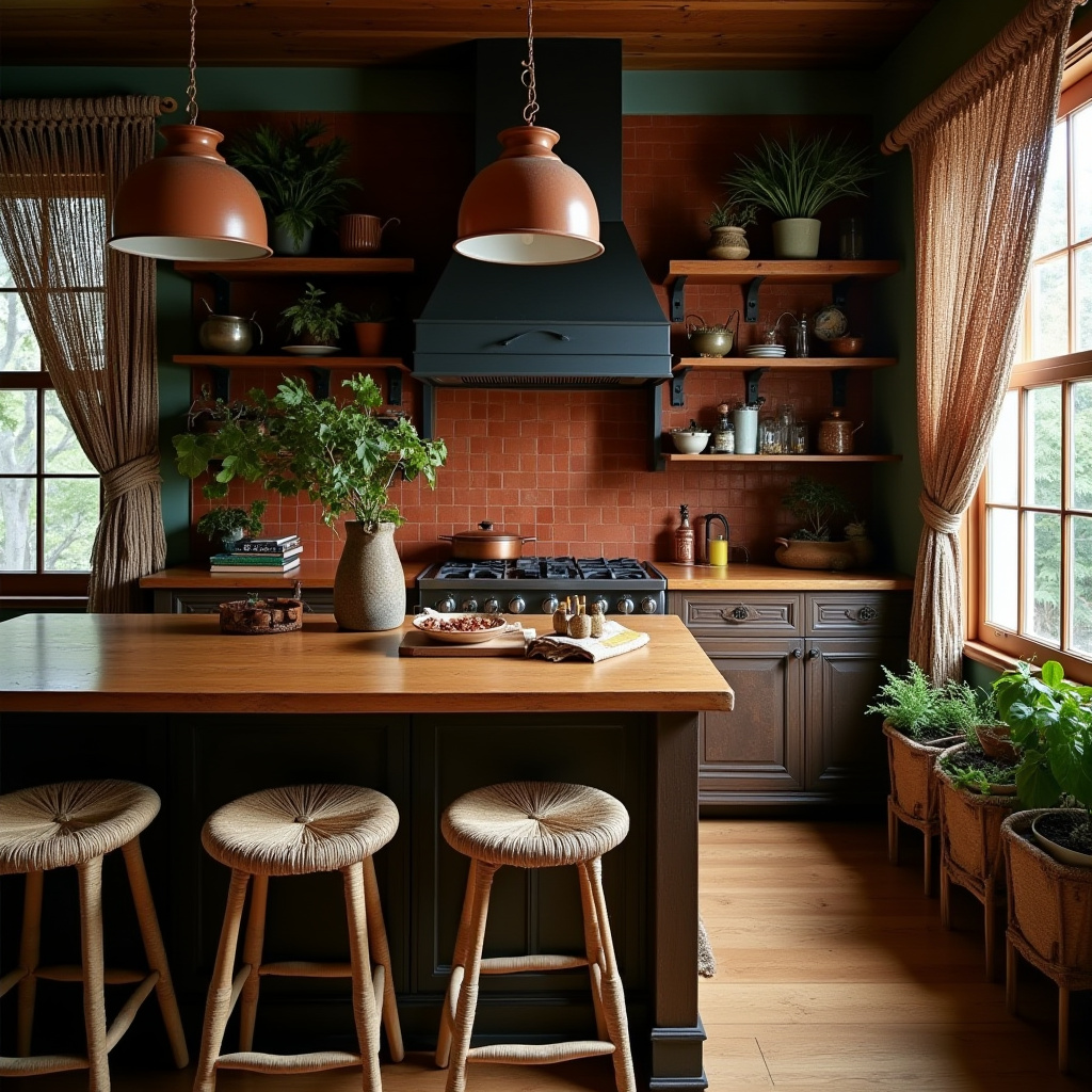 dark boho kitchen ideas 2