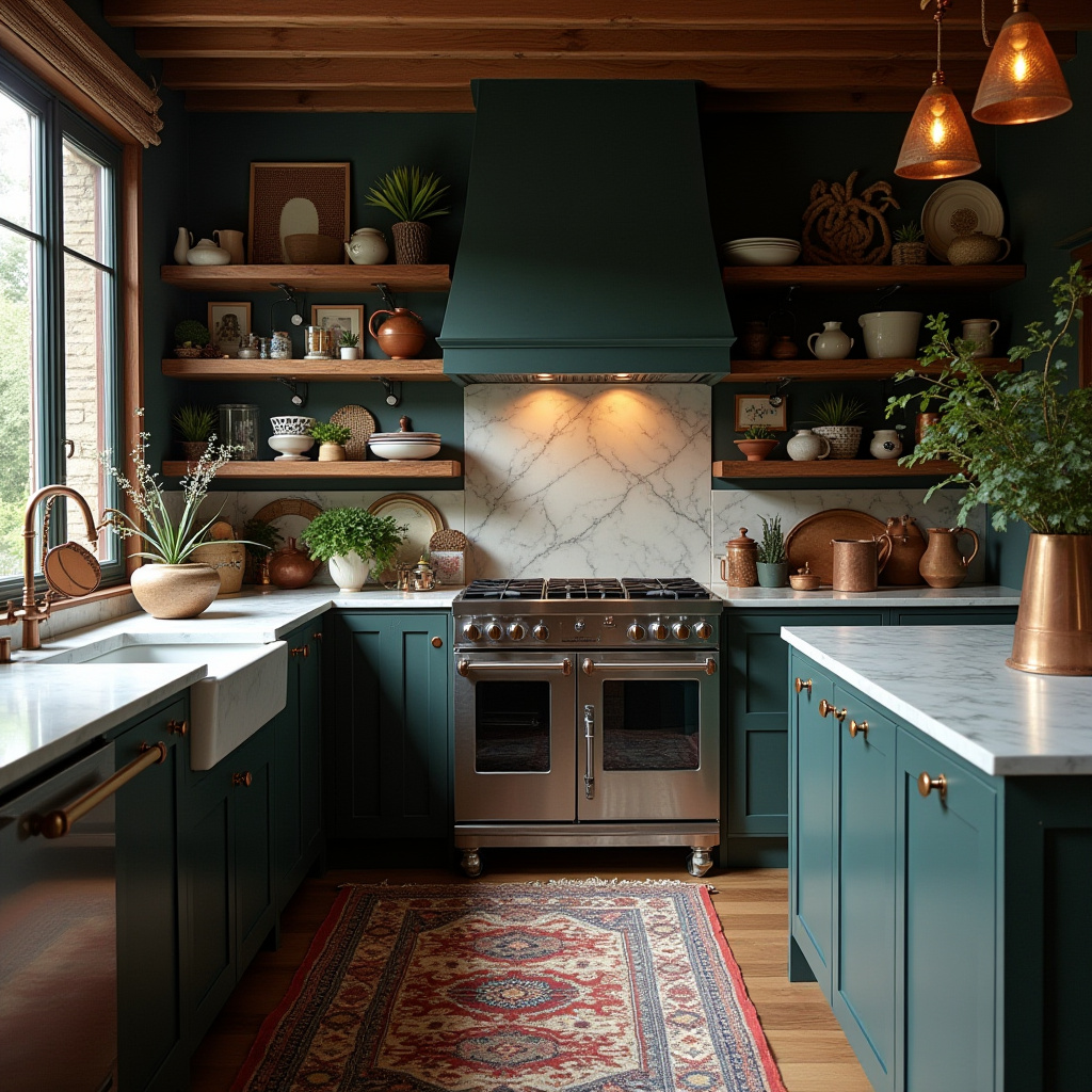 dark boho kitchen ideas 24