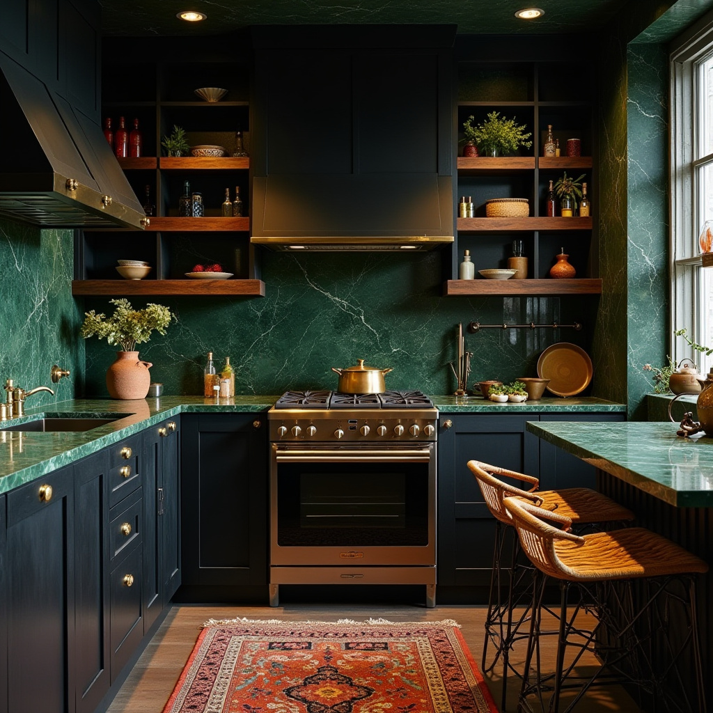 dark boho kitchen ideas 25