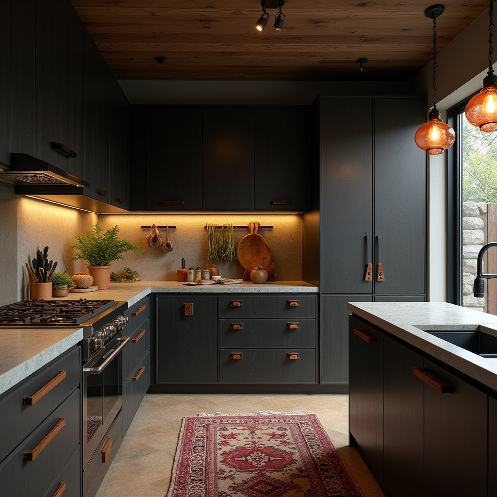 dark boho kitchen ideas 3