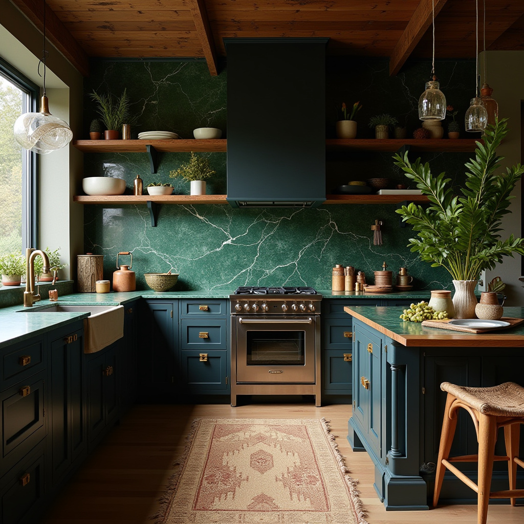 dark boho kitchen ideas 33