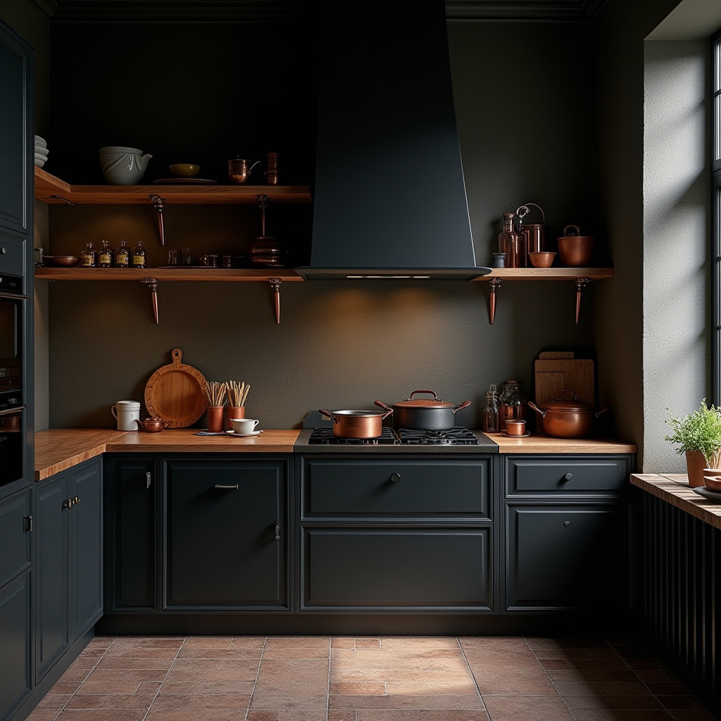dark boho kitchen ideas 35