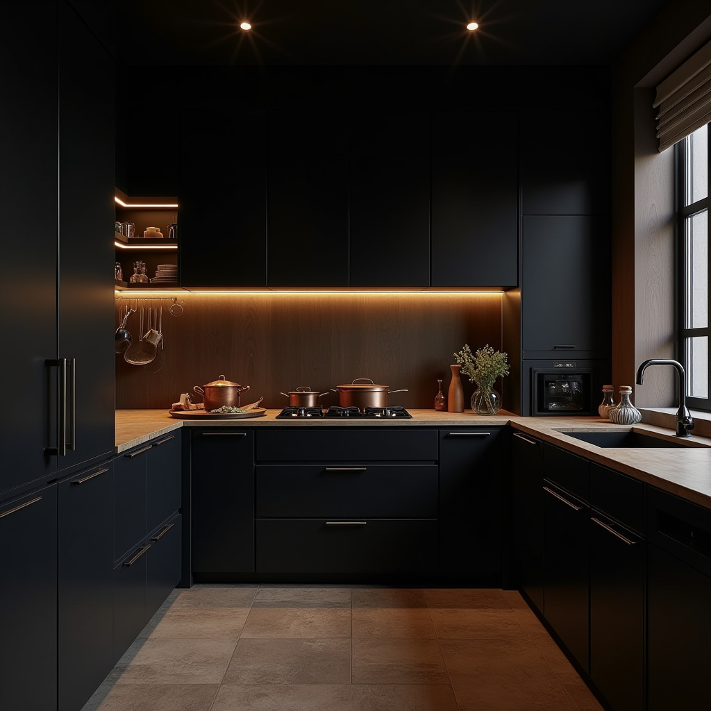 dark boho kitchen ideas 36