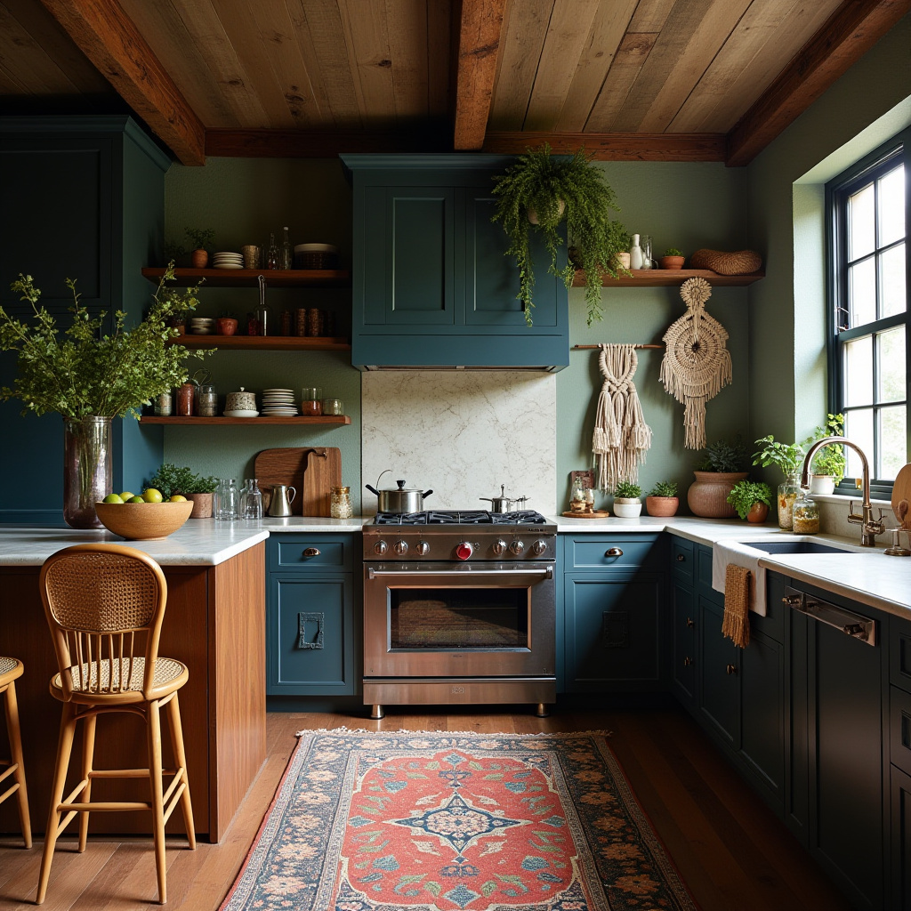 dark boho kitchen ideas 37