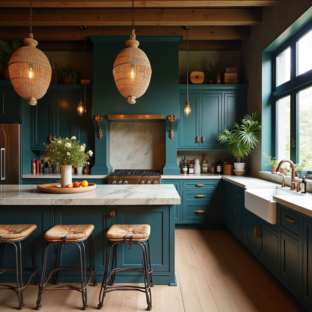 dark boho kitchen ideas 38
