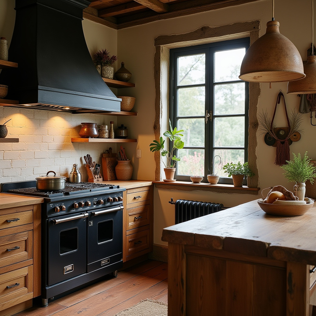 dark boho kitchen ideas 39