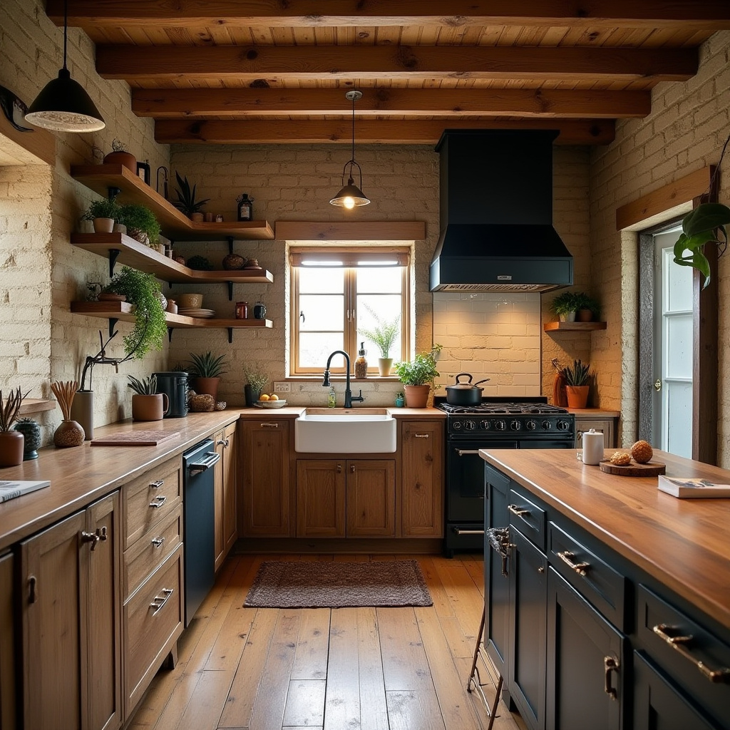 dark boho kitchen ideas 40