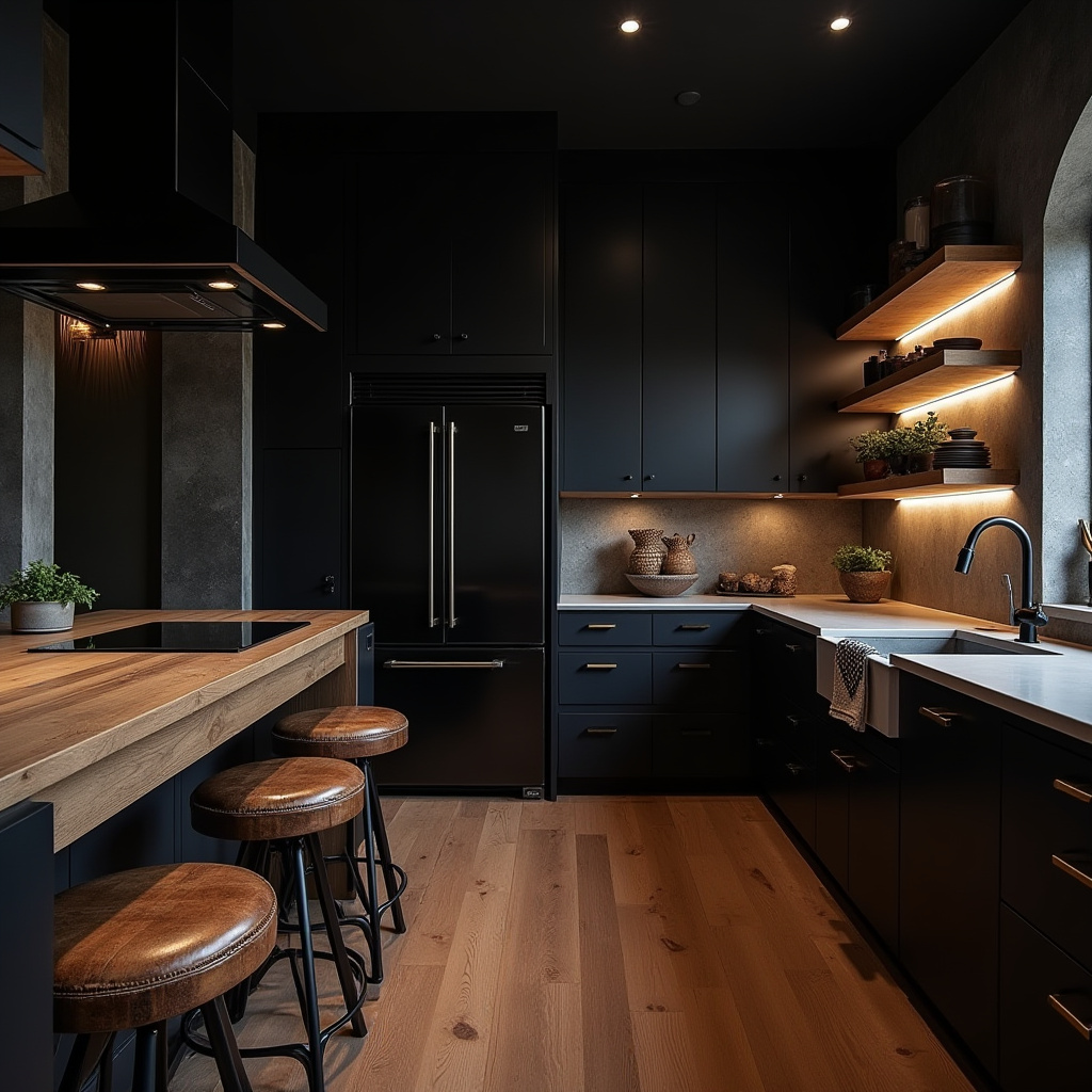dark boho kitchen ideas 5