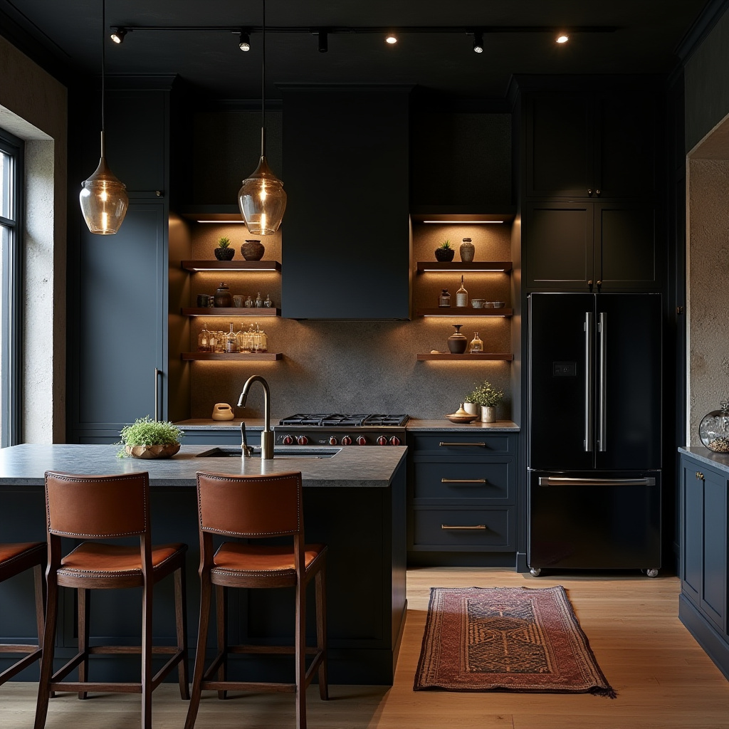 dark boho kitchen ideas 6