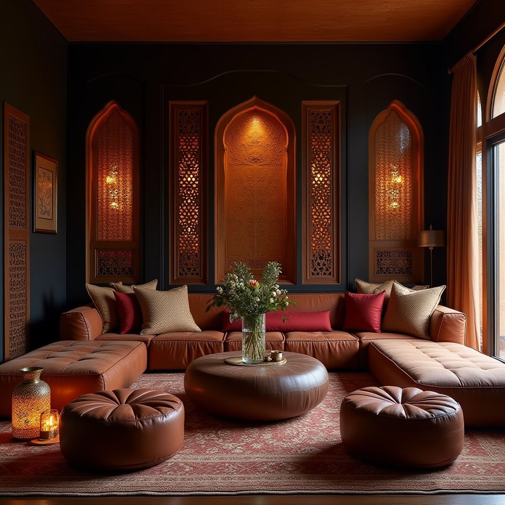 dark boho living room 19