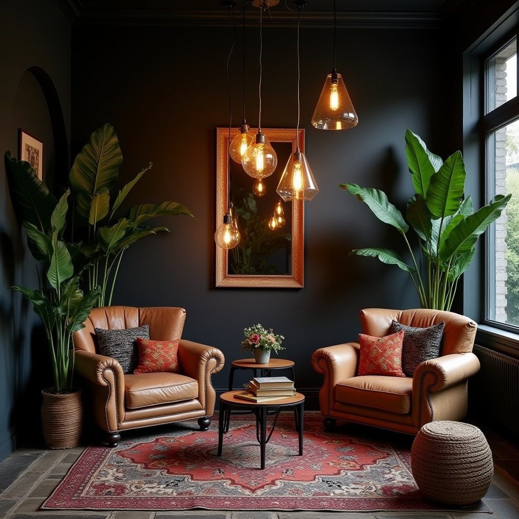 dark boho living room 6