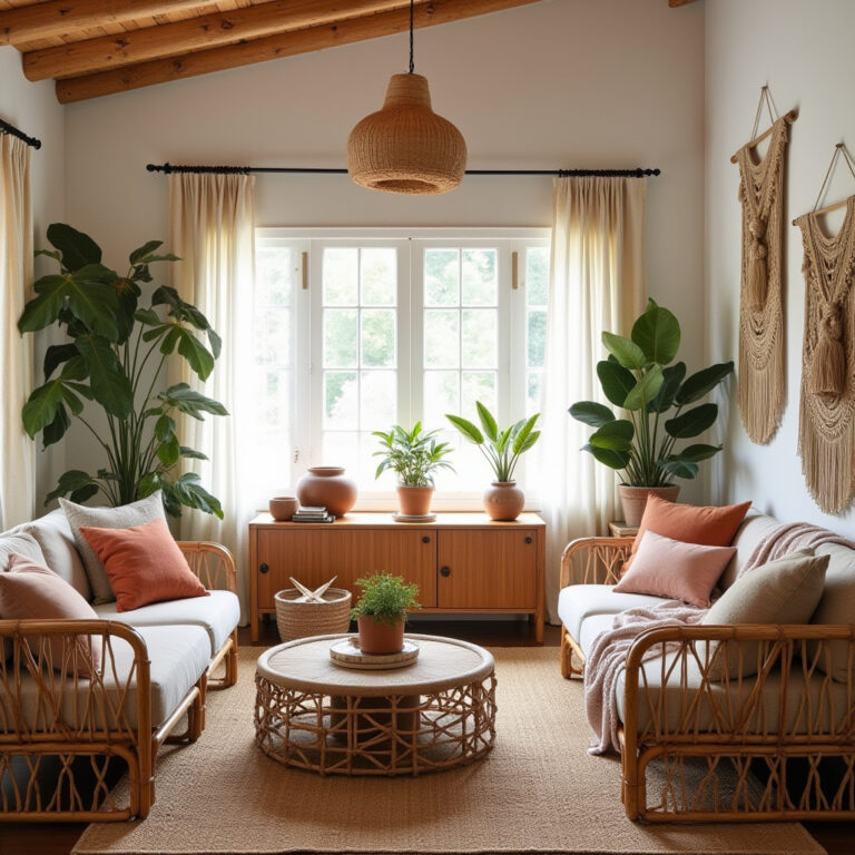earthy boho living room 1