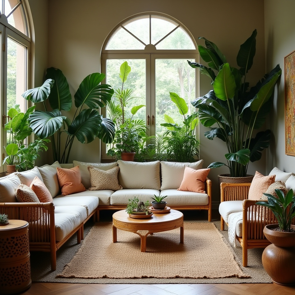 earthy boho living room 10