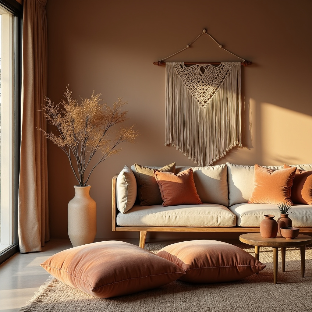 earthy boho living room 11