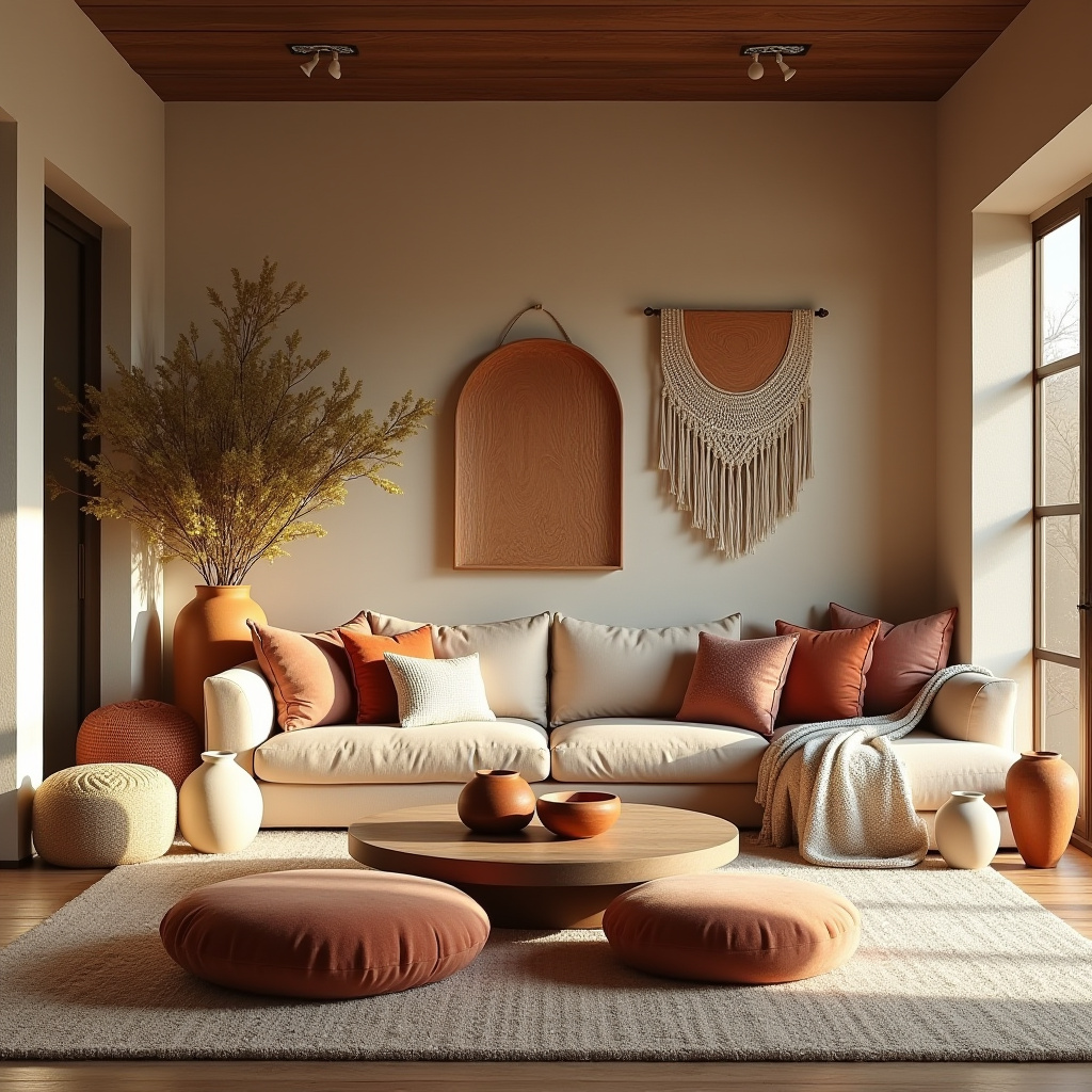 earthy boho living room 12