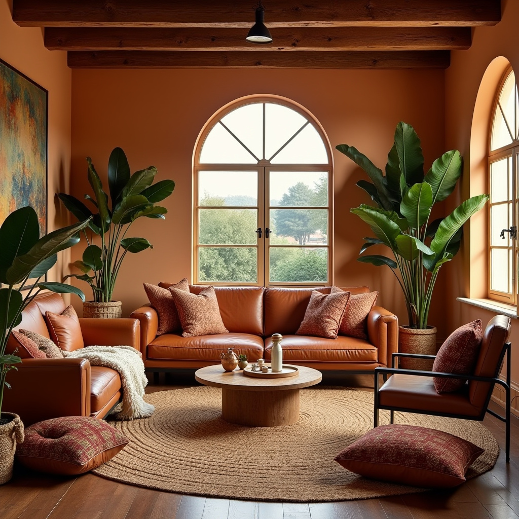 earthy boho living room 21