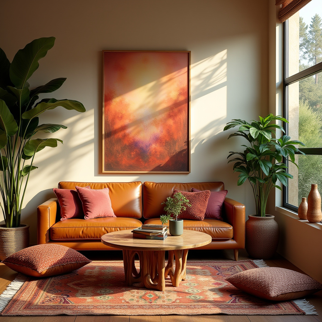 earthy boho living room 22