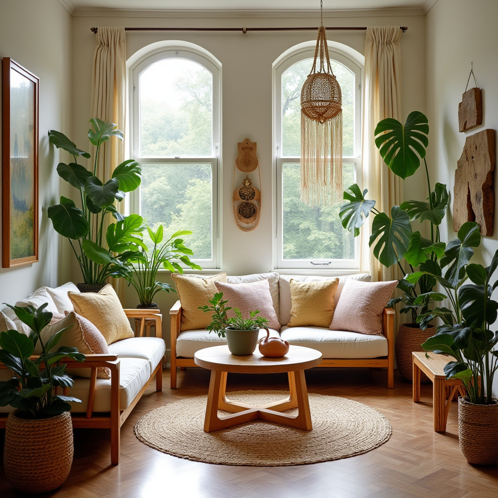 earthy boho living room 23