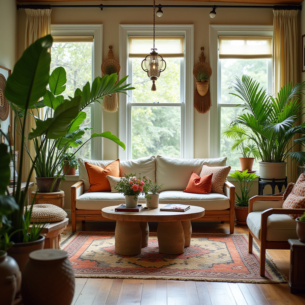 earthy boho living room 24