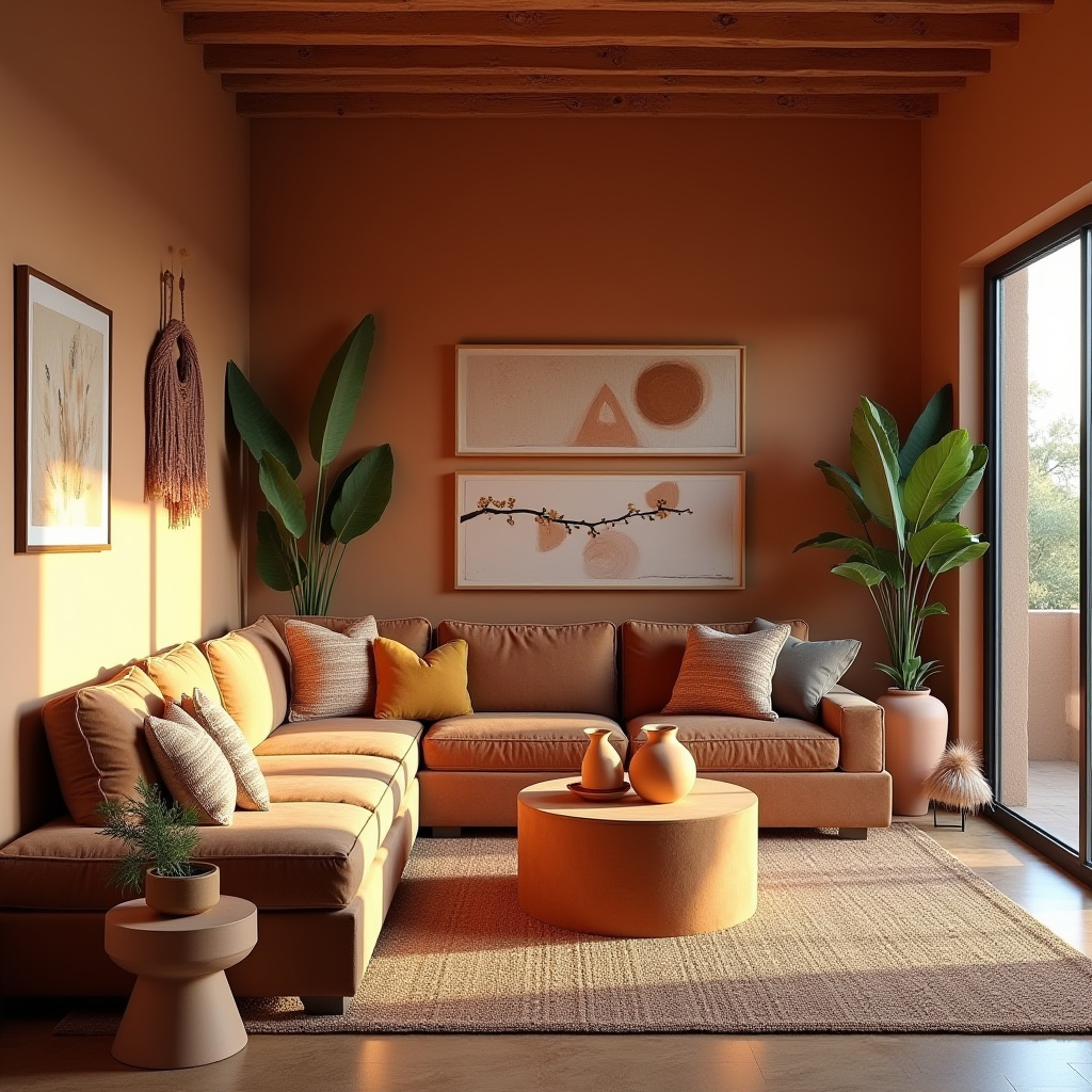 earthy boho living room 26