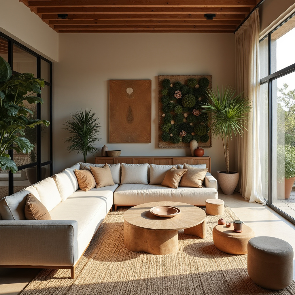 earthy boho living room 27
