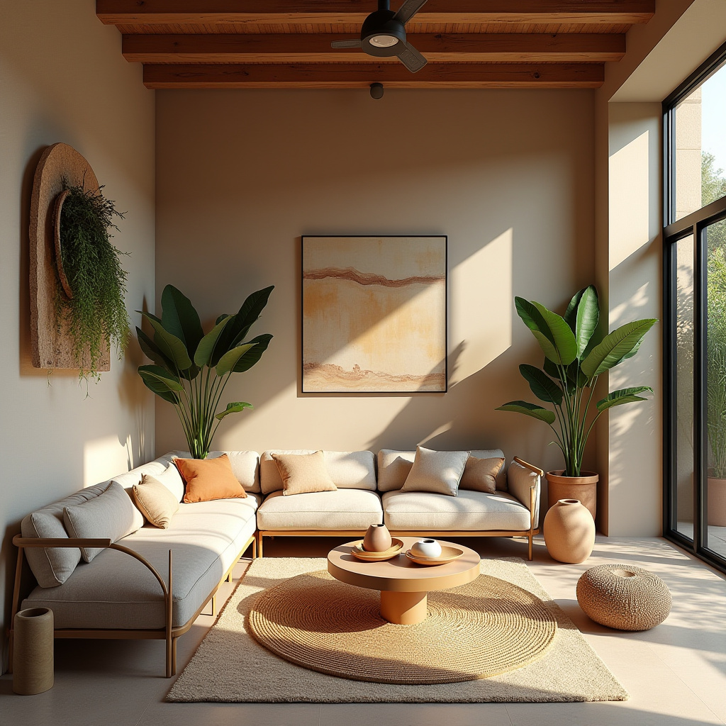 earthy boho living room 28