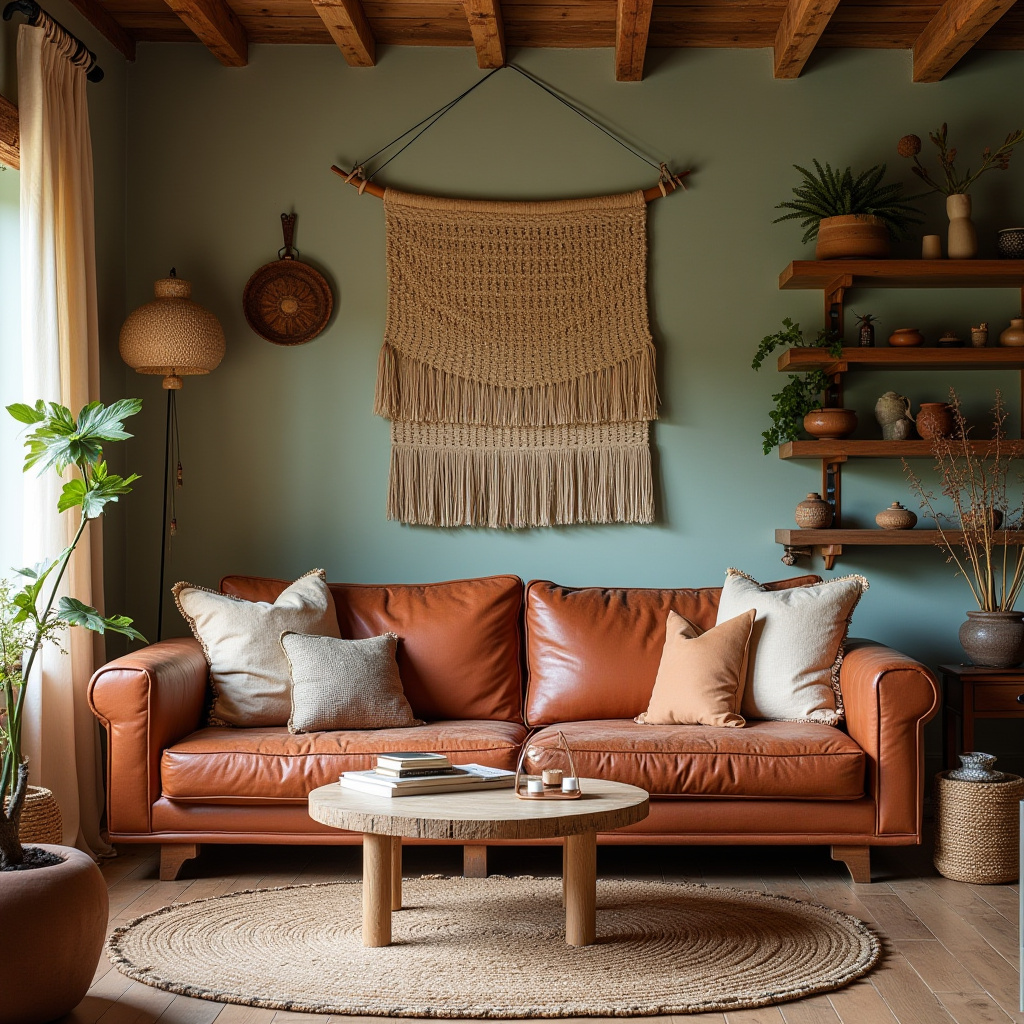 earthy boho living room 29
