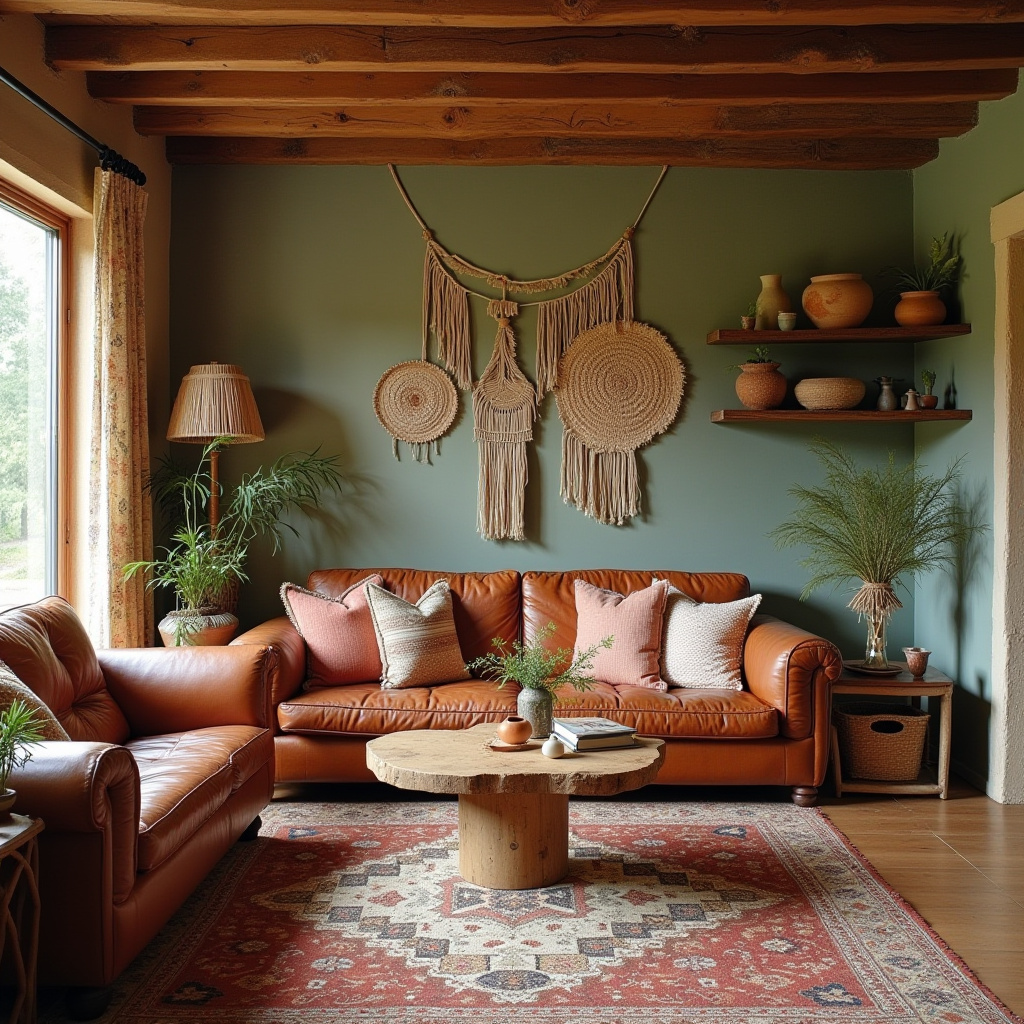 earthy boho living room 30