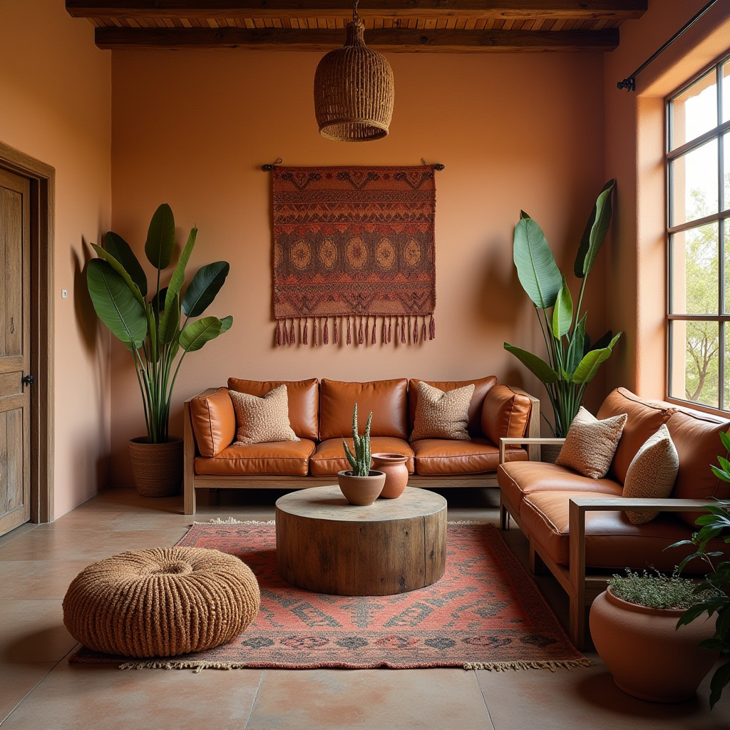 earthy boho living room 33