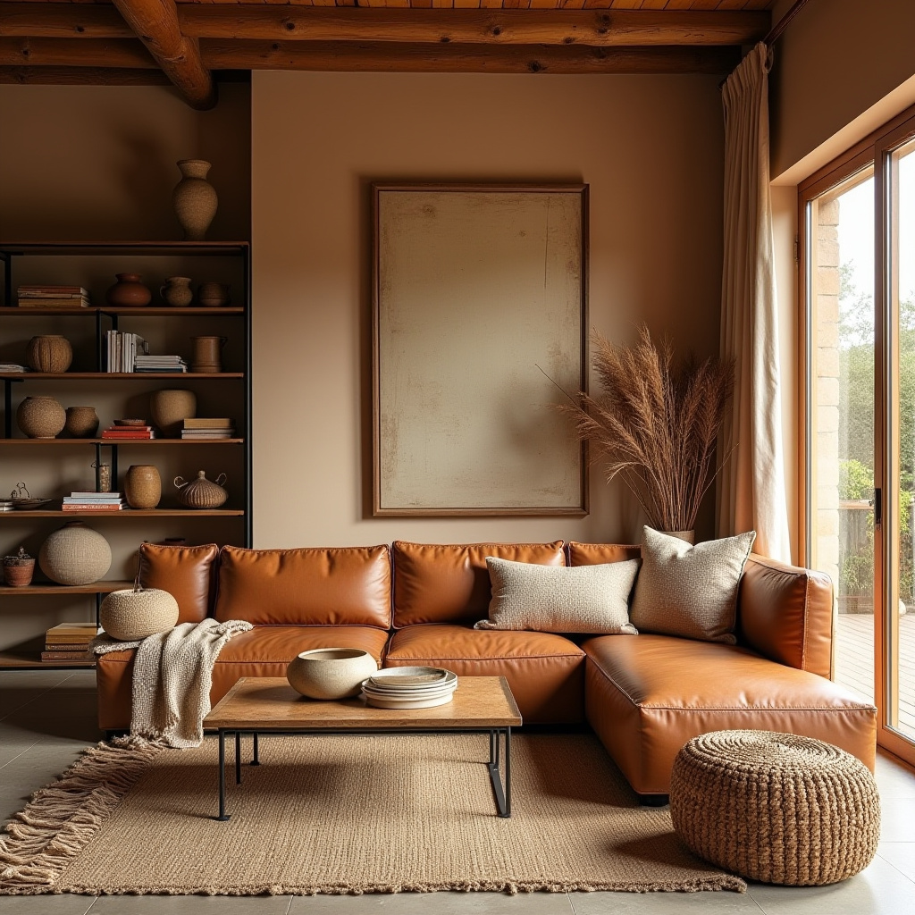 earthy boho living room 37
