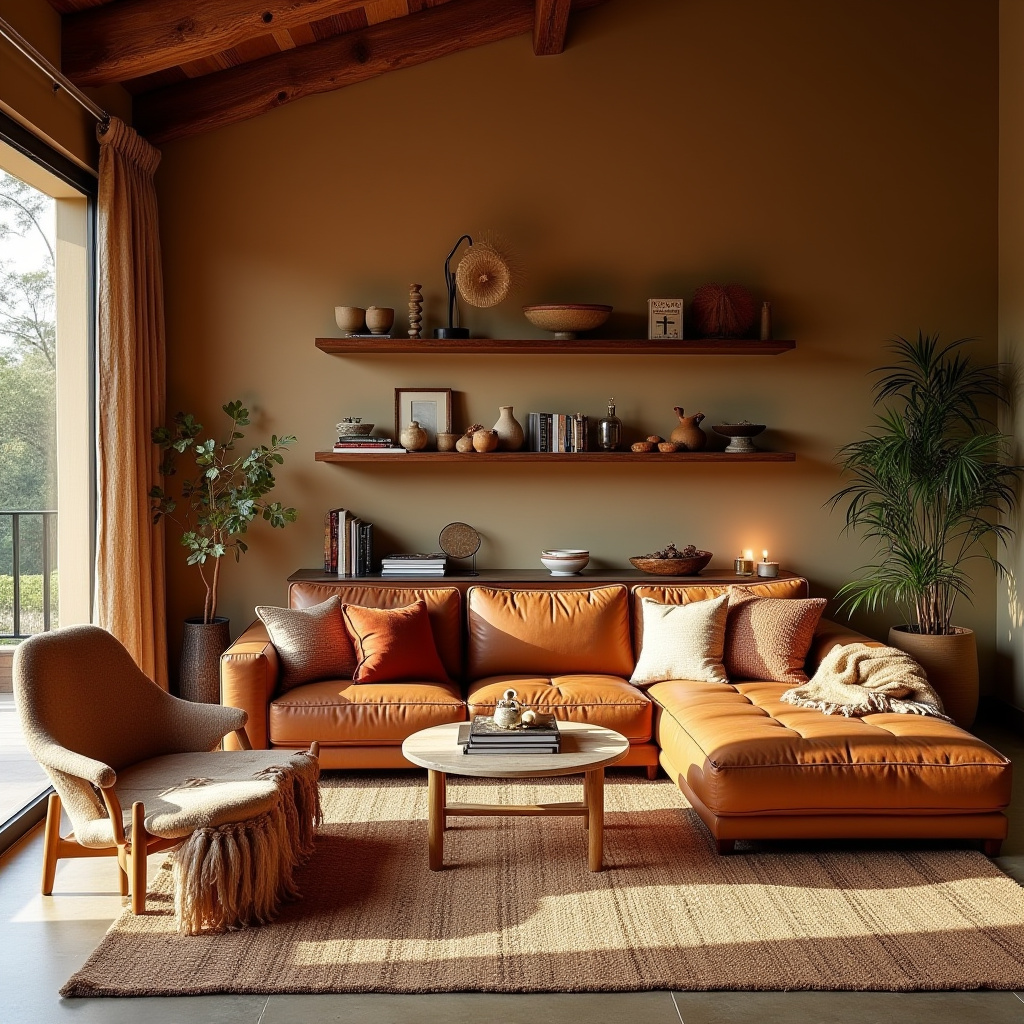 earthy boho living room 38
