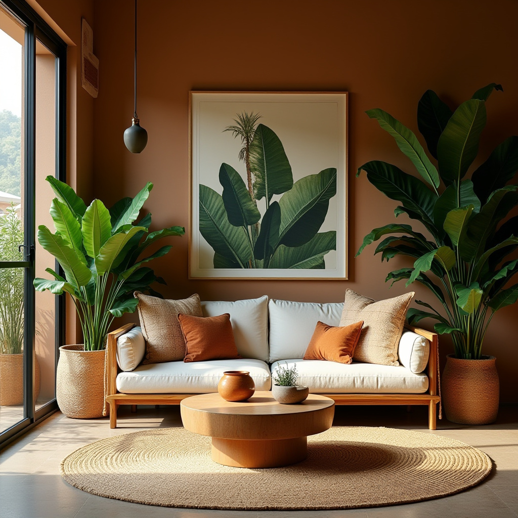 earthy boho living room 40