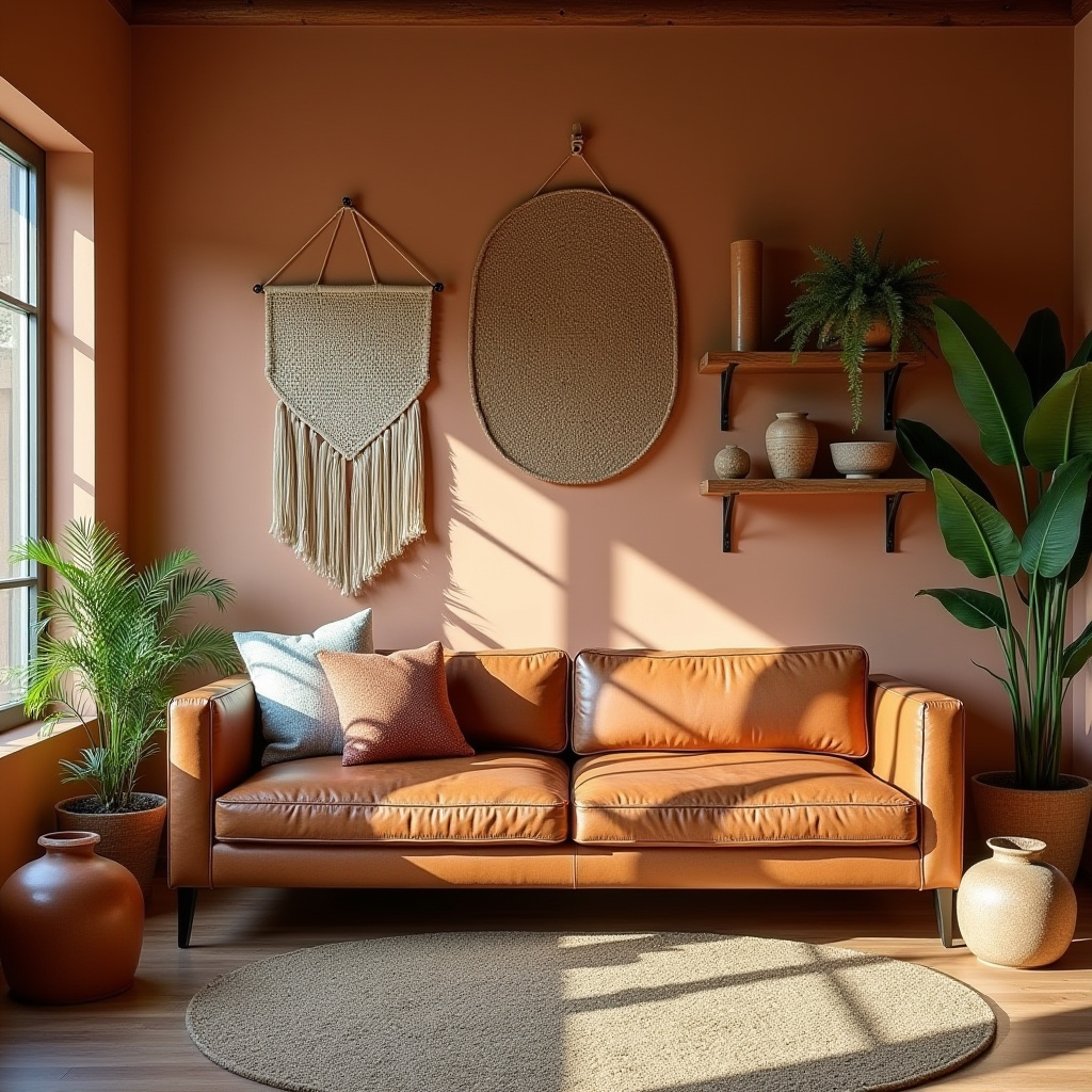 earthy boho living room 8