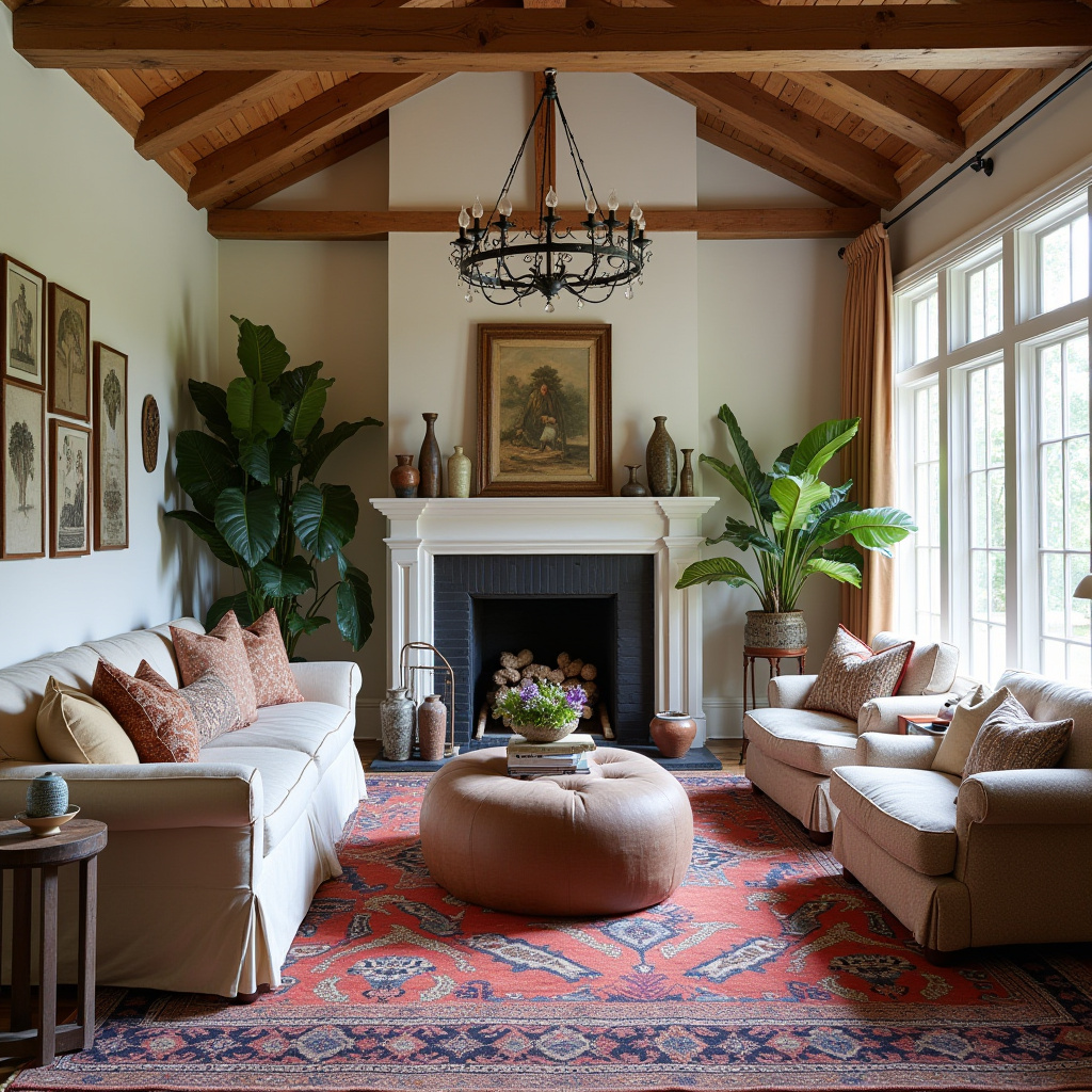 farmhouse boho living room 35