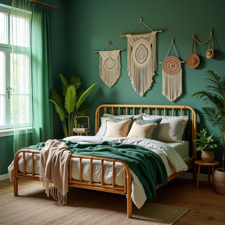 green boho bedroom 1