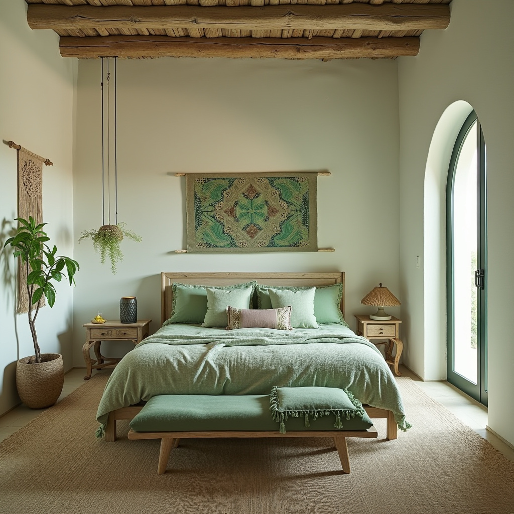 green boho bedroom 11