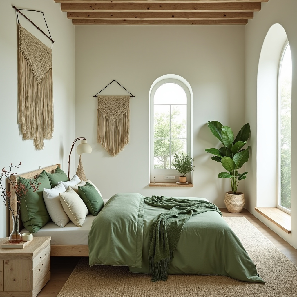 green boho bedroom 12