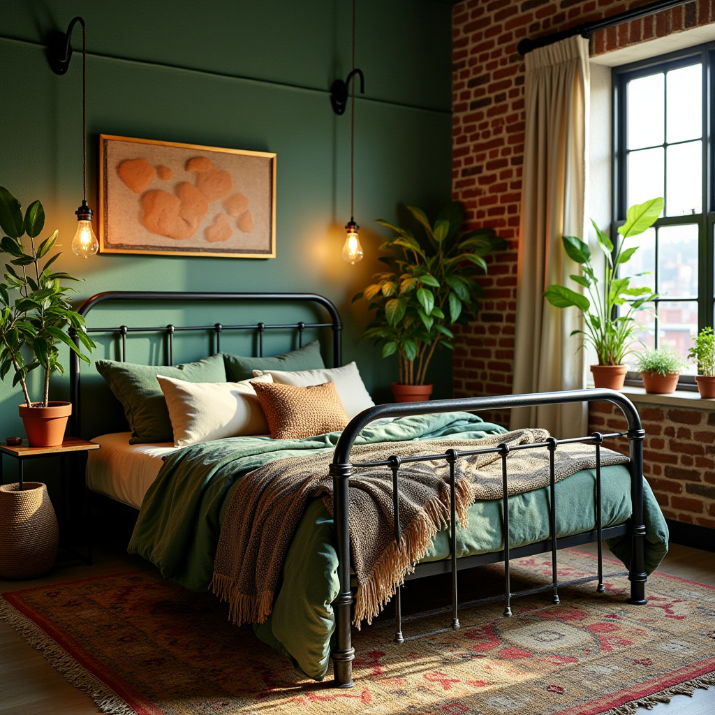 green boho bedroom 13