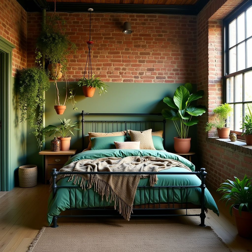 green boho bedroom 14