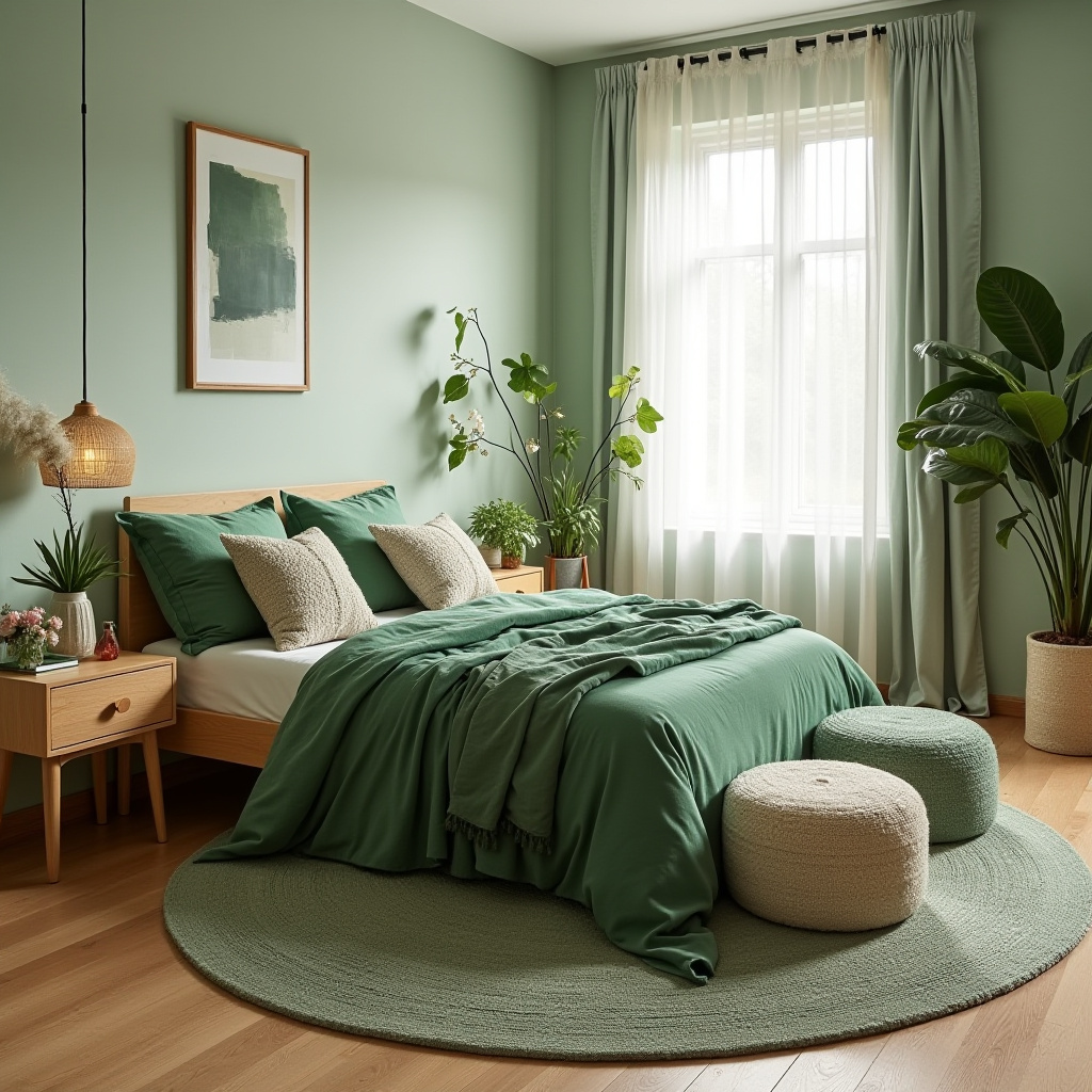green boho bedroom 15