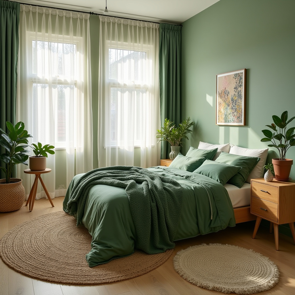 green boho bedroom 16
