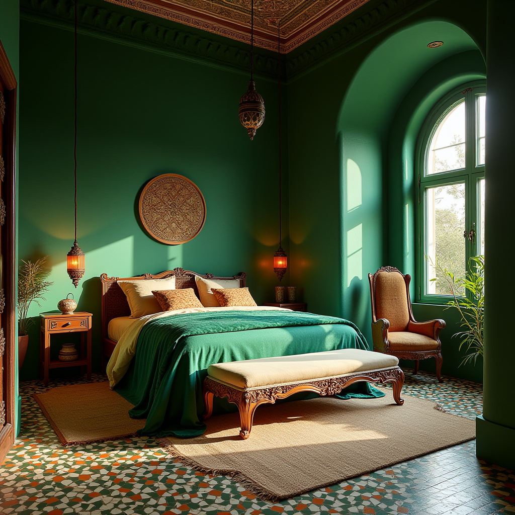 green boho bedroom 19