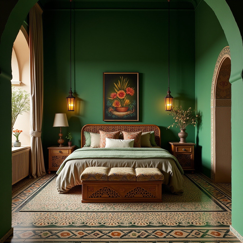 green boho bedroom 20
