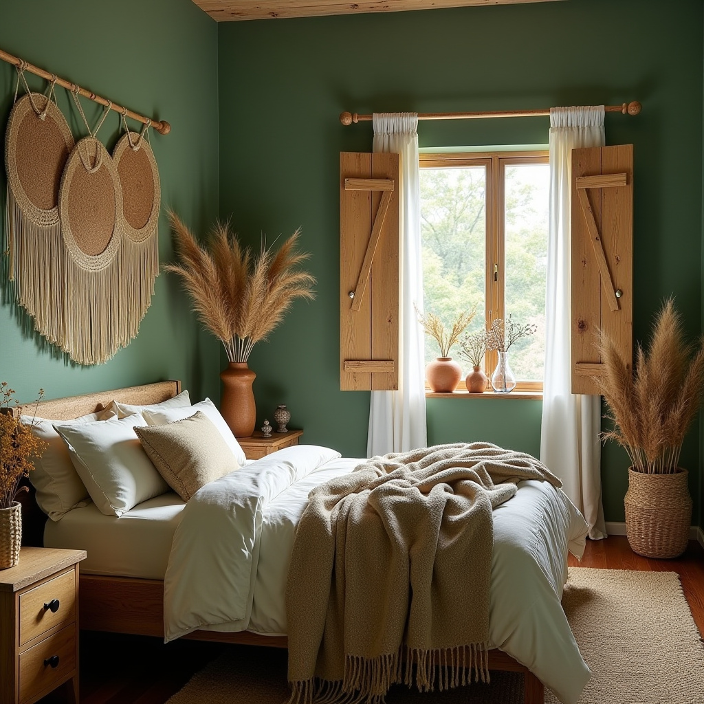 green boho bedroom 22