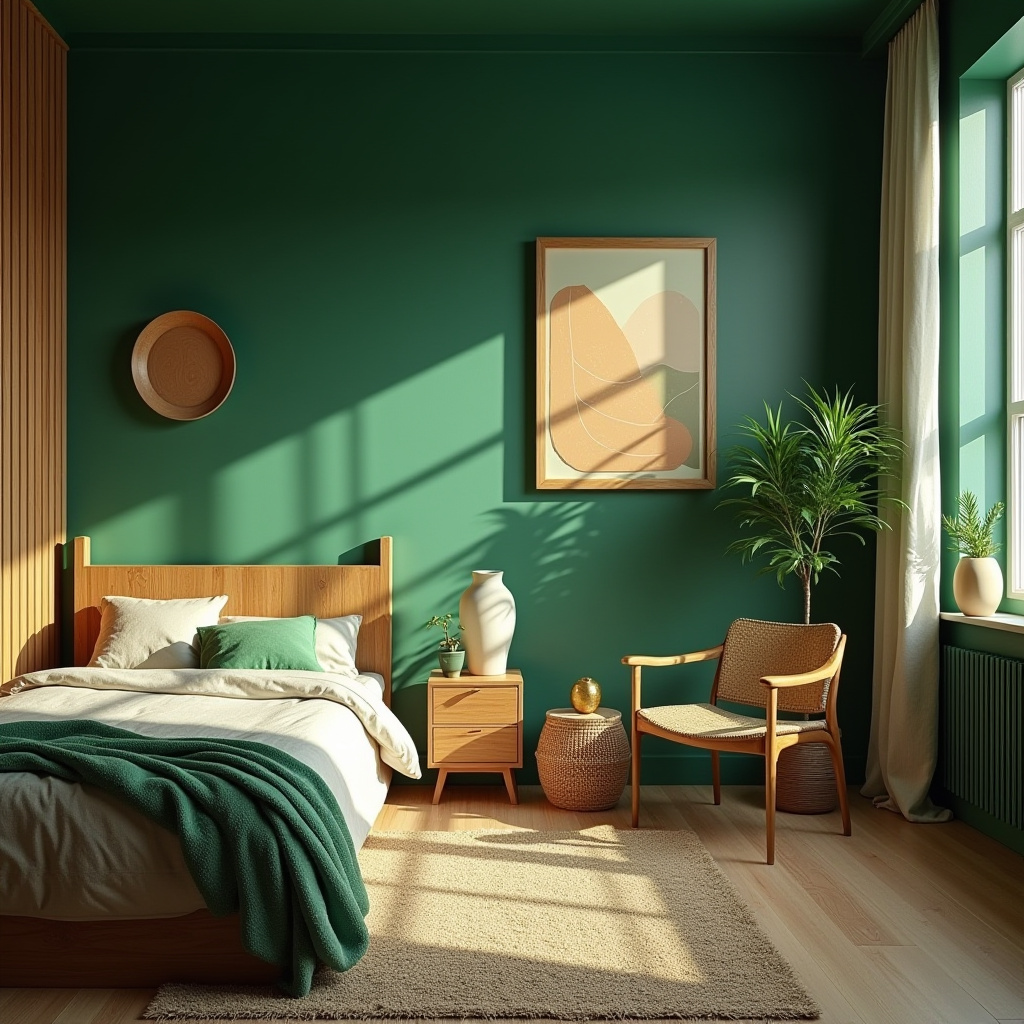 green boho bedroom 24