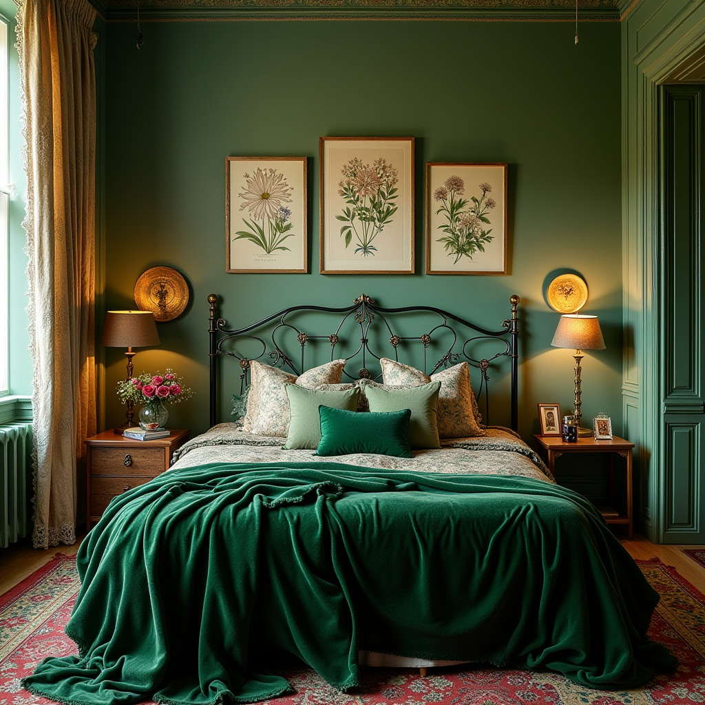 green boho bedroom 32