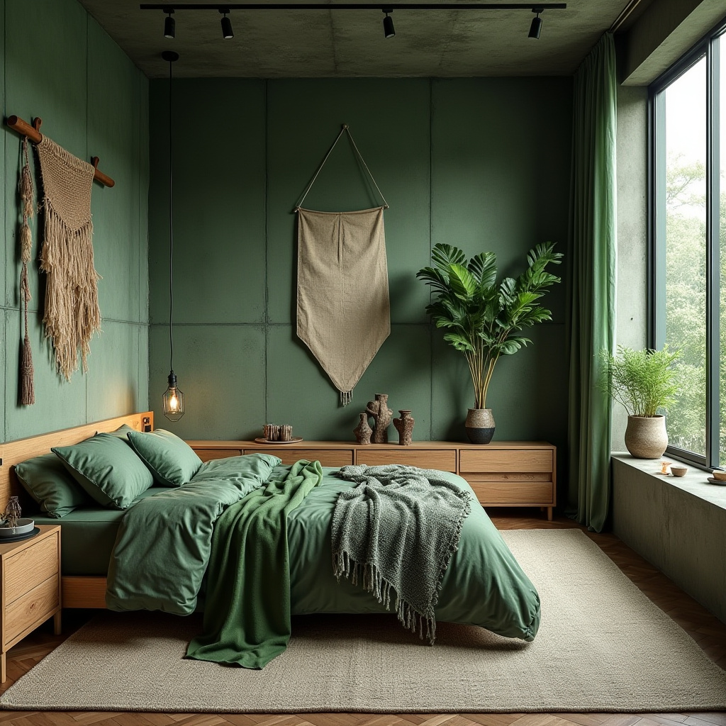green boho bedroom 33