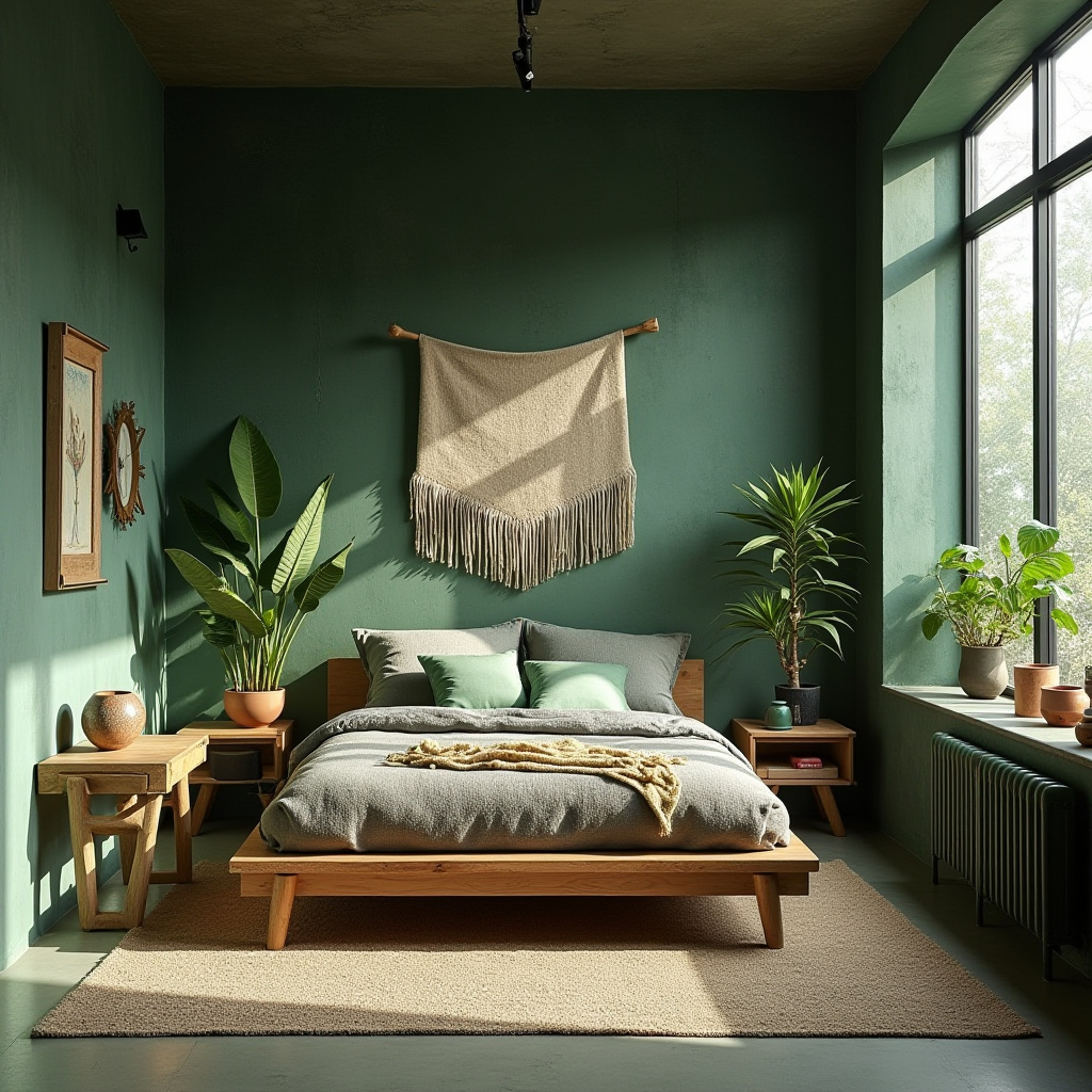 green boho bedroom 34
