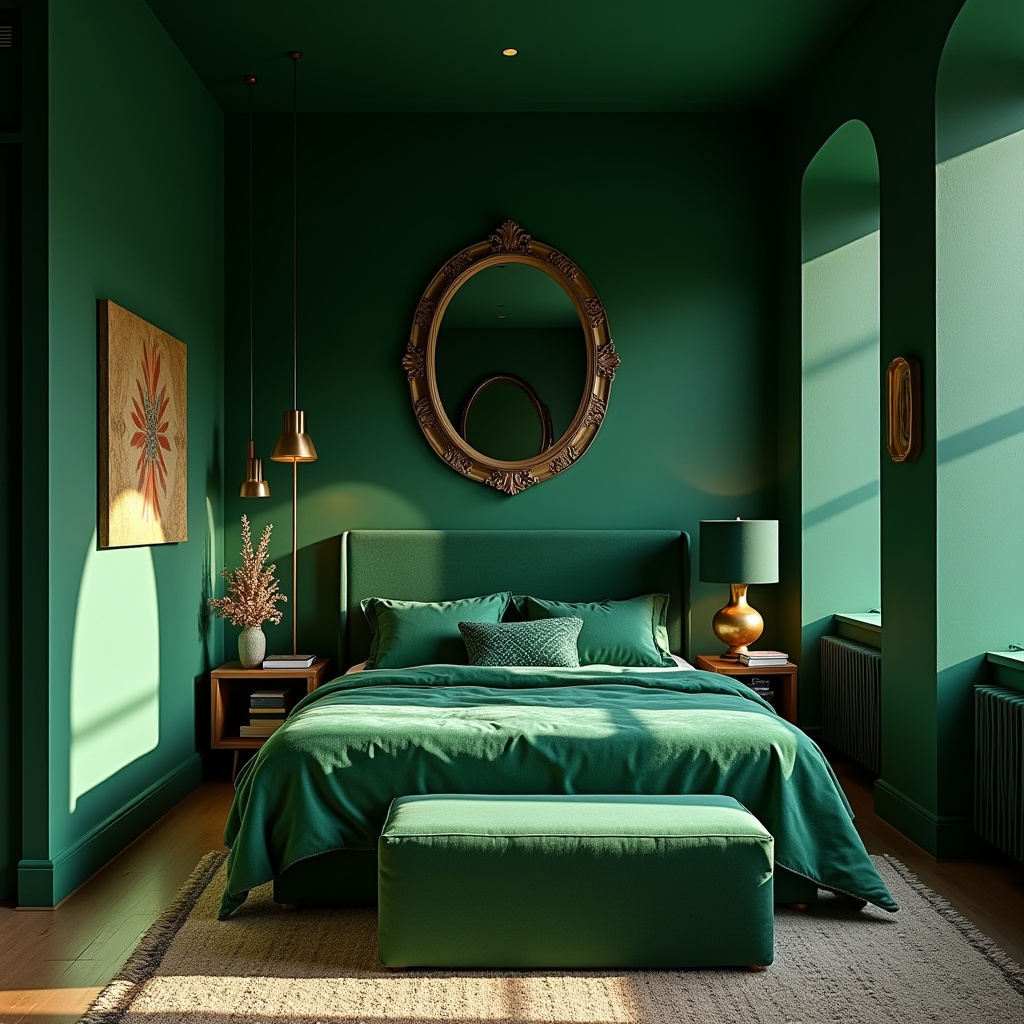 green boho bedroom 37