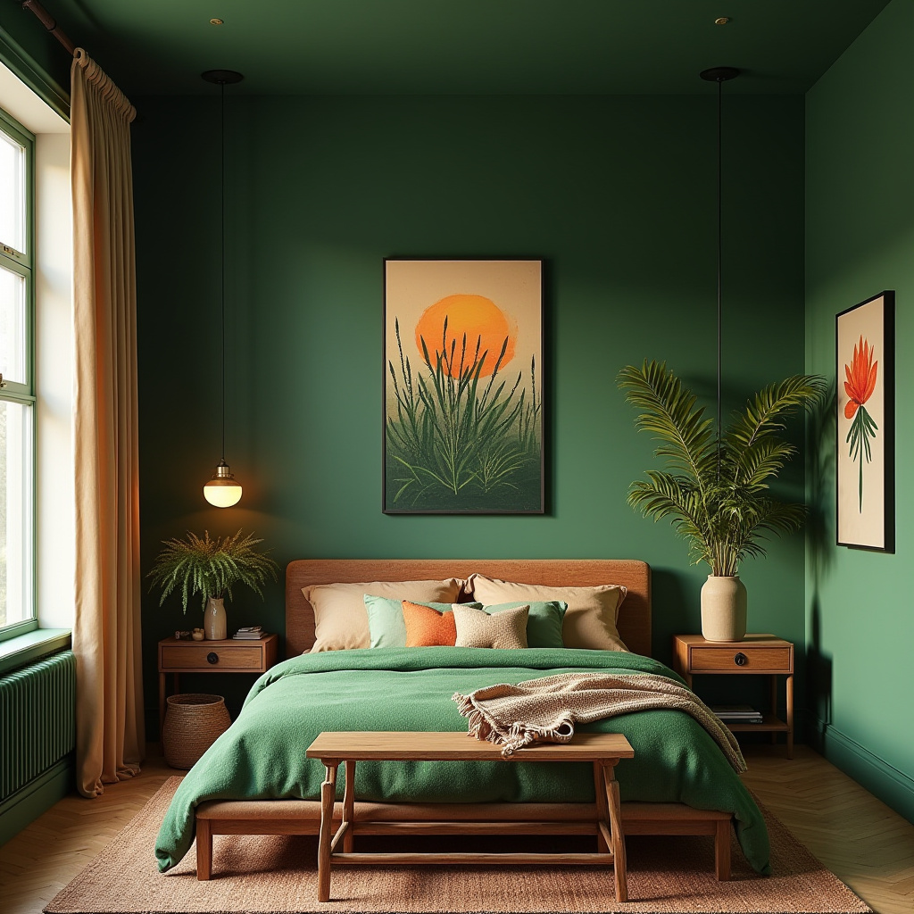 green boho bedroom 39